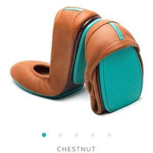 Tieks Chestnut and Teal Flats